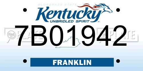 7B01942 Kentucky License Plate