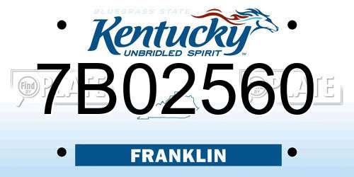 7B02560 Kentucky License Plate