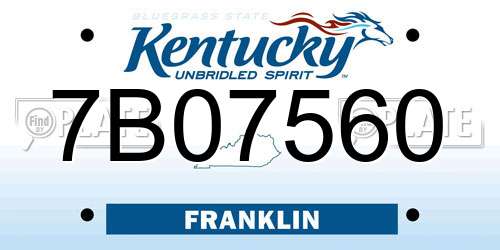 7B07560 Kentucky License Plate