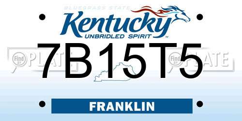 7B15T5 Kentucky License Plate