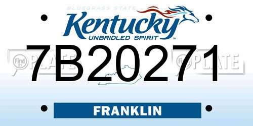 7B20271 Kentucky License Plate