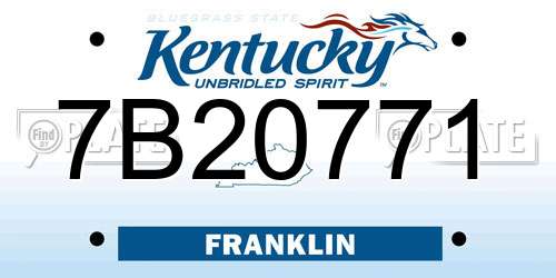 7B20771 Kentucky License Plate