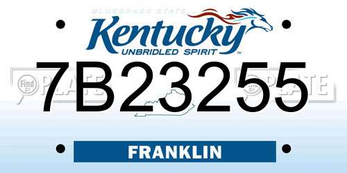 7B23255 Kentucky License Plate