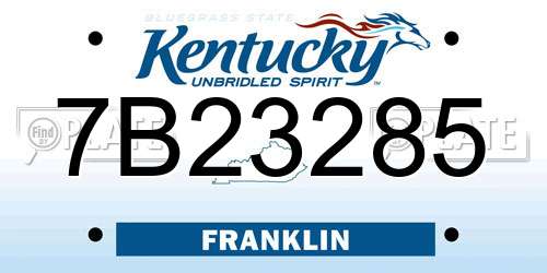 7B23285 Kentucky License Plate