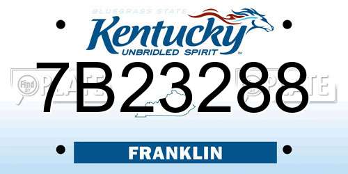7B23288 Kentucky License Plate