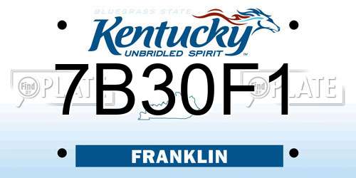 7B30F1 Kentucky License Plate