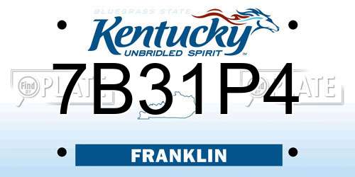 7B31P4 Kentucky License Plate