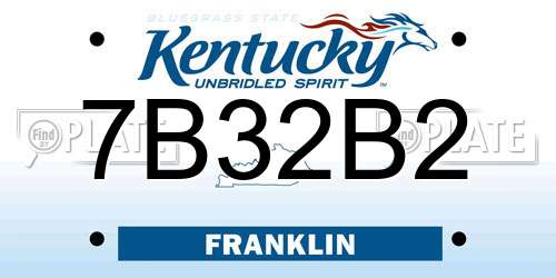 7B32B2 Kentucky License Plate