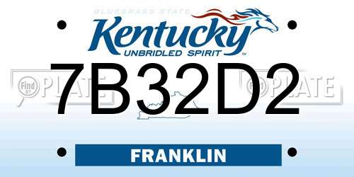 7B32D2 Kentucky License Plate