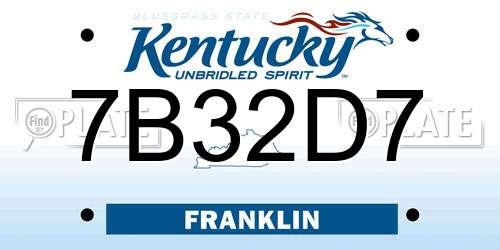 7B32D7 Kentucky License Plate