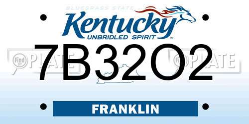 7B32O2 Kentucky License Plate