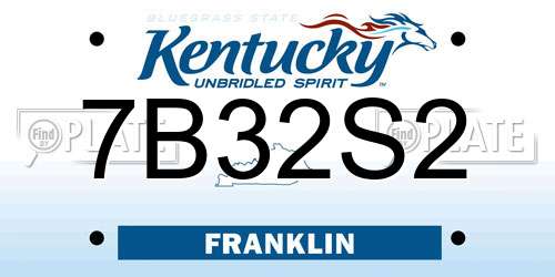 7B32S2 Kentucky License Plate