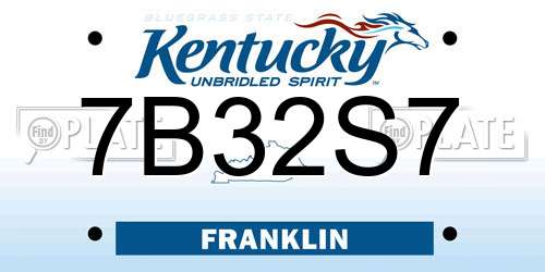 7B32S7 Kentucky License Plate