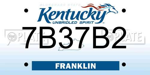7B37B2 Kentucky License Plate