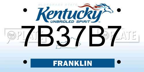 7B37B7 Kentucky License Plate
