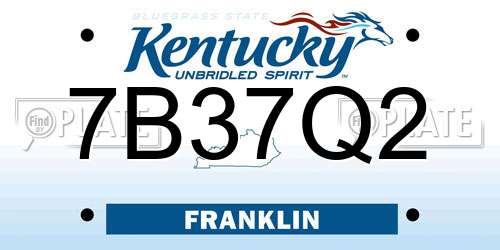 7B37Q2 Kentucky License Plate