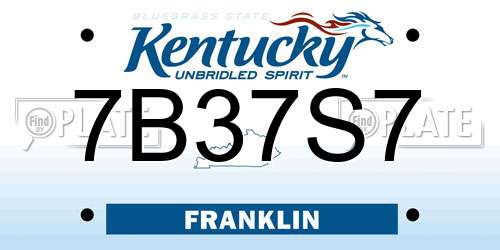 7B37S7 Kentucky License Plate
