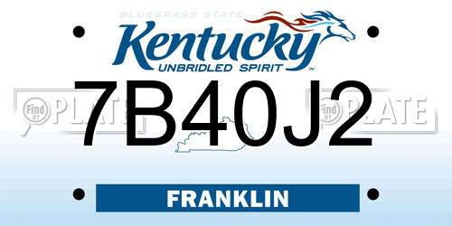 7B40J2 Kentucky License Plate
