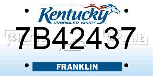 7B42437 Kentucky License Plate