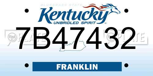 7B47432 Kentucky License Plate
