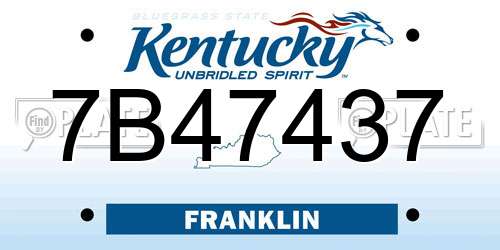 7B47437 Kentucky License Plate