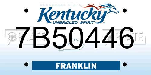 7B50446 Kentucky License Plate