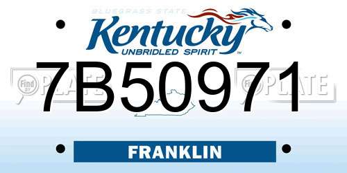 7B50971 Kentucky License Plate