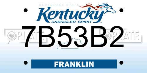 7B53B2 Kentucky License Plate