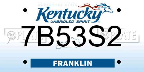 7B53S2 Kentucky License Plate
