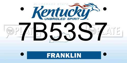 7B53S7 Kentucky License Plate