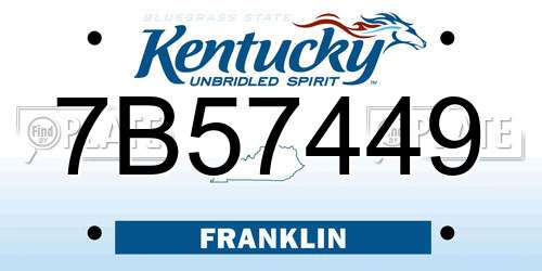 7B57449 Kentucky License Plate