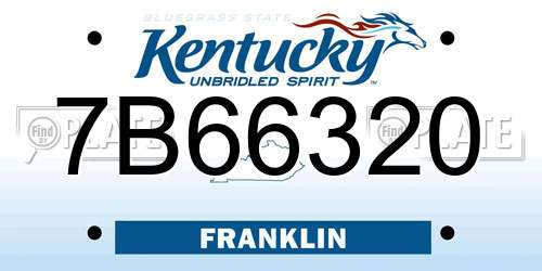 7B66320 Kentucky License Plate