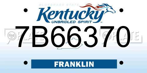7B66370 Kentucky License Plate