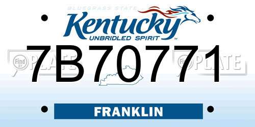7B70771 Kentucky License Plate
