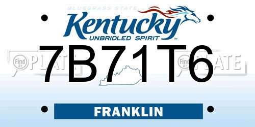 7B71T6 Kentucky License Plate