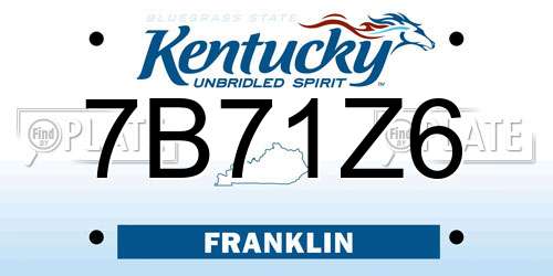 7B71Z6 Kentucky License Plate