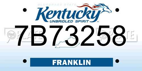 7B73258 Kentucky License Plate
