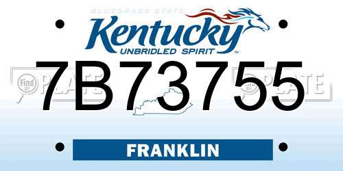 7B73755 Kentucky License Plate
