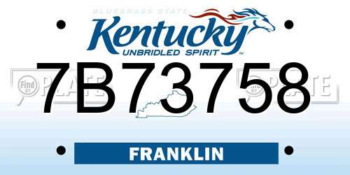 7B73758 Kentucky License Plate