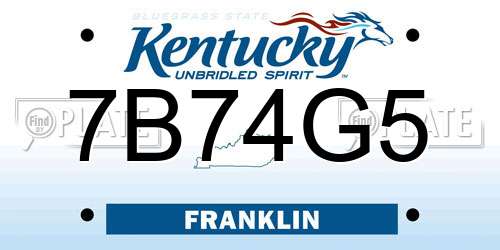 7B74G5 Kentucky License Plate