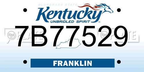 7B77529 Kentucky License Plate