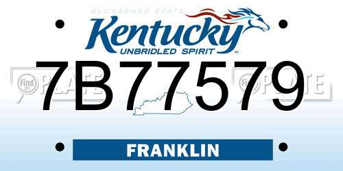 7B77579 Kentucky License Plate