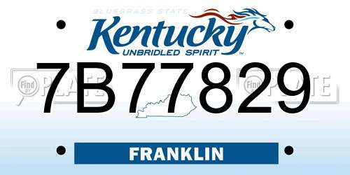 7B77829 Kentucky License Plate