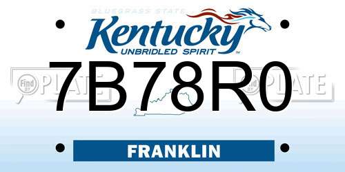 7B78R0 Kentucky License Plate