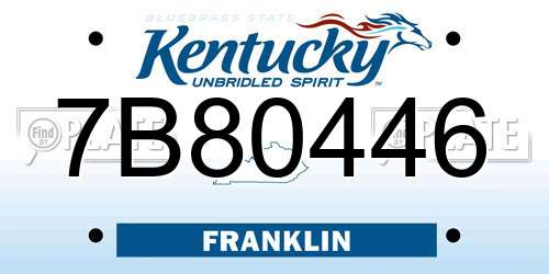 7B80446 Kentucky License Plate