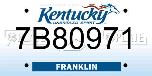 7B80971 Kentucky License Plate