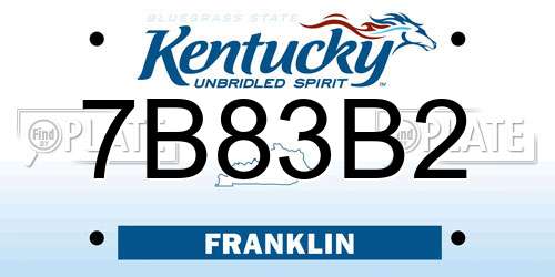 7B83B2 Kentucky License Plate