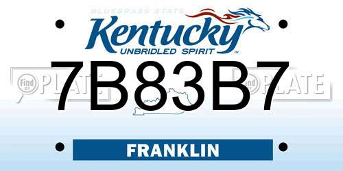 7B83B7 Kentucky License Plate