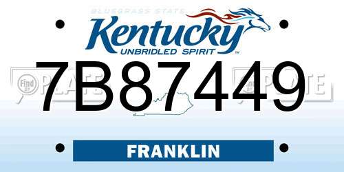 7B87449 Kentucky License Plate