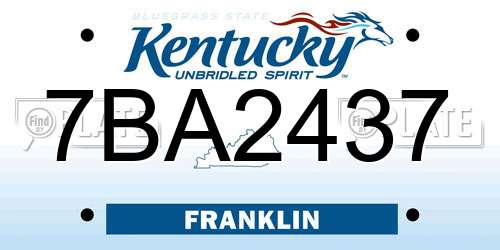 7BA2437 Kentucky License Plate